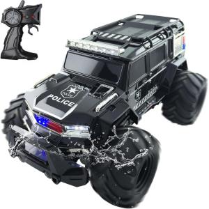 imageThreeking 116 Waterproof Monster Truck Pickup Toys RC Cars Remote Control Car Truck Toys 4WD All Terrain OffRoad Car Toy Gifts Presents 6 7 8 9 10 11 12 Year Old Kids Boys Girls ToysBlack