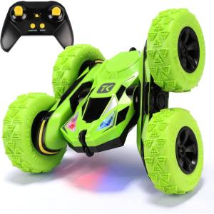 imageThreeking RC Stunt Cars Remote Control Car Toys with Lights DoubleSided Driving Gifts Presents 6 7 8 9 10 11 12 Year Old Girls PinkGreen
