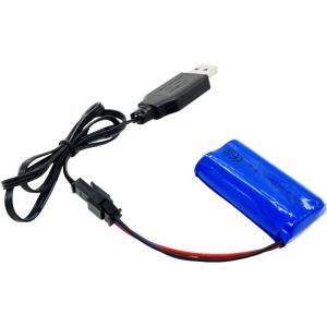 imageThreeking USB Charger Charge Cable with 74V 600mAh Rechargeable Battery SM3P Joint for Remote Control Toys RC Car Truck Boat Toy74V SM3P