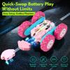 imageThreeking Remote Control Car RC Cars Toys for Boys Girls Ages 612 Upgraded USBC Modular Batteries 4WD Stunt Car with Breathing Soft Lights DoubleSided Driving ampamp 360 Flips Presents Gifts BlueUppink