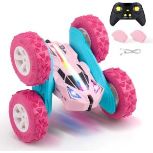 imageThreeking Remote Control Car RC Cars Toys for Boys Girls Ages 612 Upgraded USBC Modular Batteries 4WD Stunt Car with Breathing Soft Lights DoubleSided Driving ampamp 360 Flips Presents Gifts BlueUppink