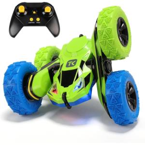 imageThreeking Remote Control Car RC Cars Toys for Boys Girls Ages 612 Upgraded USBC Modular Batteries 4WD Stunt Car with Breathing Soft Lights DoubleSided Driving ampamp 360 Flips Presents Gifts BlueGreenblue